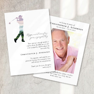 Golfer Photo Sympathy Funeral Memorial Tack Kort