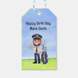 Golfer Pilot Golfing på Födelsedagsfest av Grönt g Presentetikett