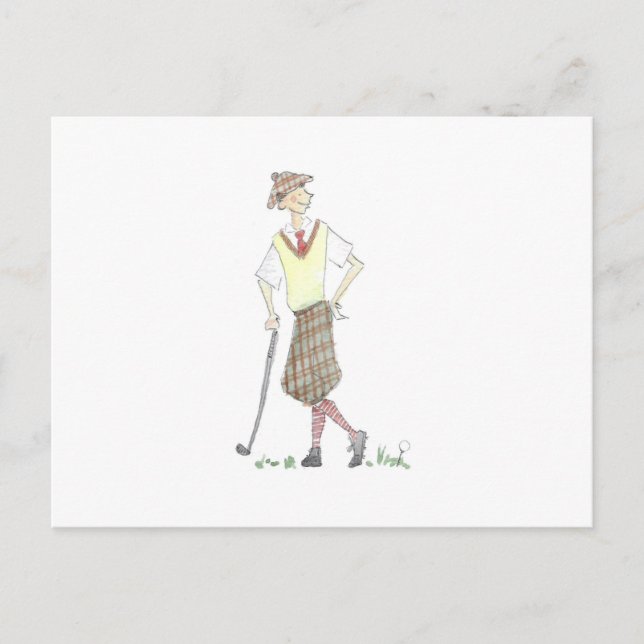 Golfer Postcard Vykort (Framsida)