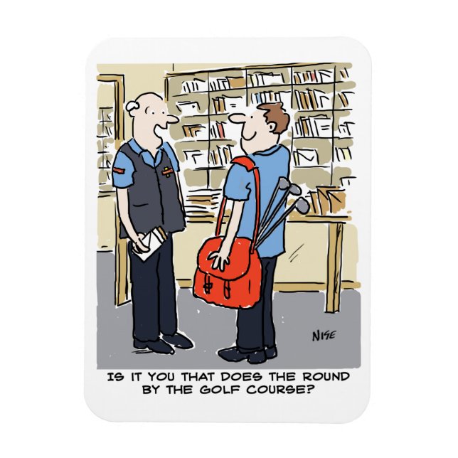 Golfer Postman Kärlek Golf Tecknad Magnet (Vertikal)
