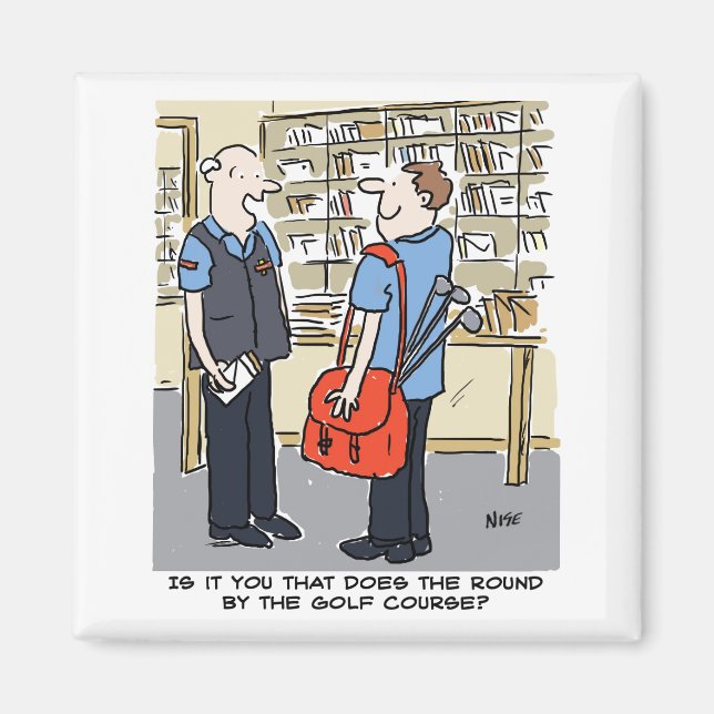 Golfer Postman Kärlek Golf Tecknad Magnet (Framsidan)