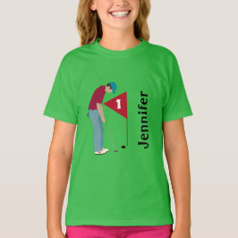 Golfer Pshing Golf Boll Design T Shirt