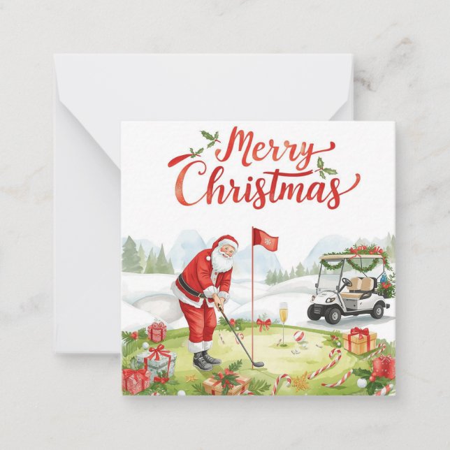 Golfer Santa Claus Golfing Christmas Holiday  Anteckningskort (Framsida)