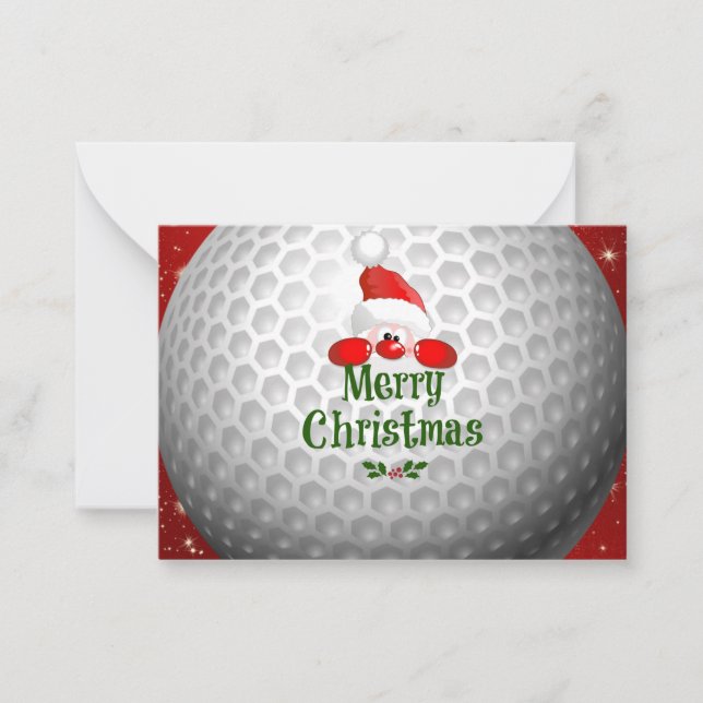 Golfer Santa, God jul hälsning Anteckningskort (Framsida)