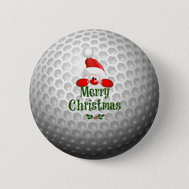 Golfer Santa, God jul hälsning Knapp (Framsida)