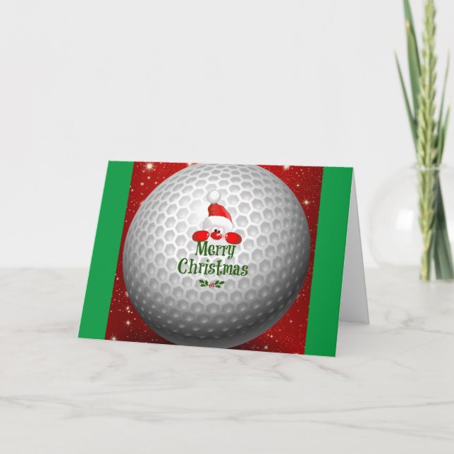 Golfer Santa, God jul hälsning Kort (Framsida)