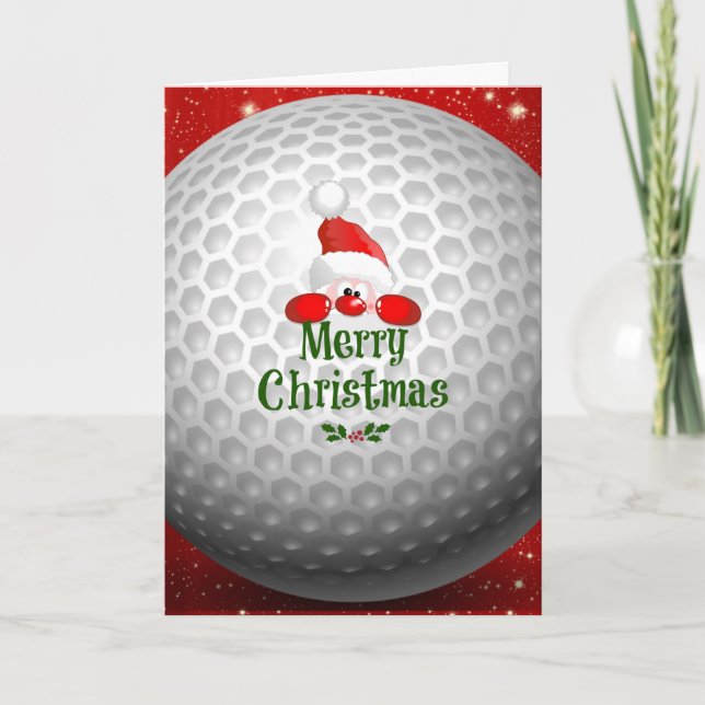 Golfer Santa, God jul hälsning Kort (Framsida)
