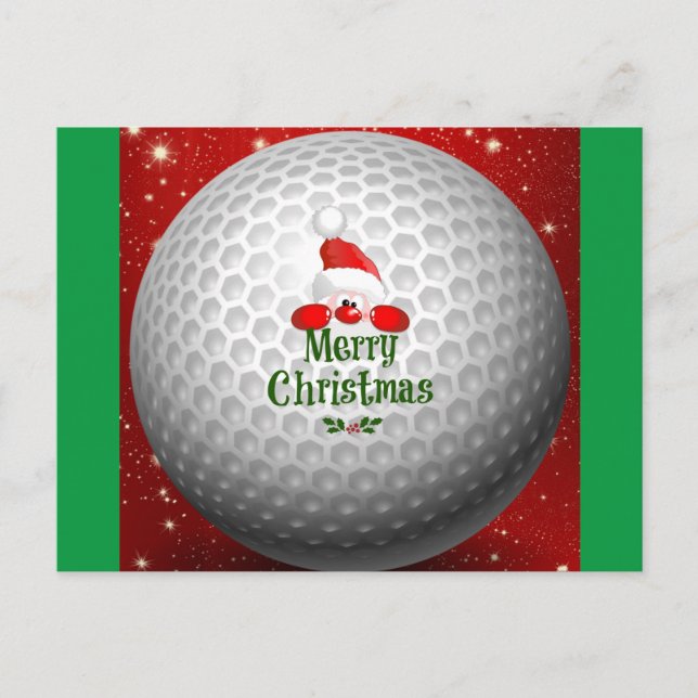 Golfer Santa, God jul hälsning Vykort (Framsida)