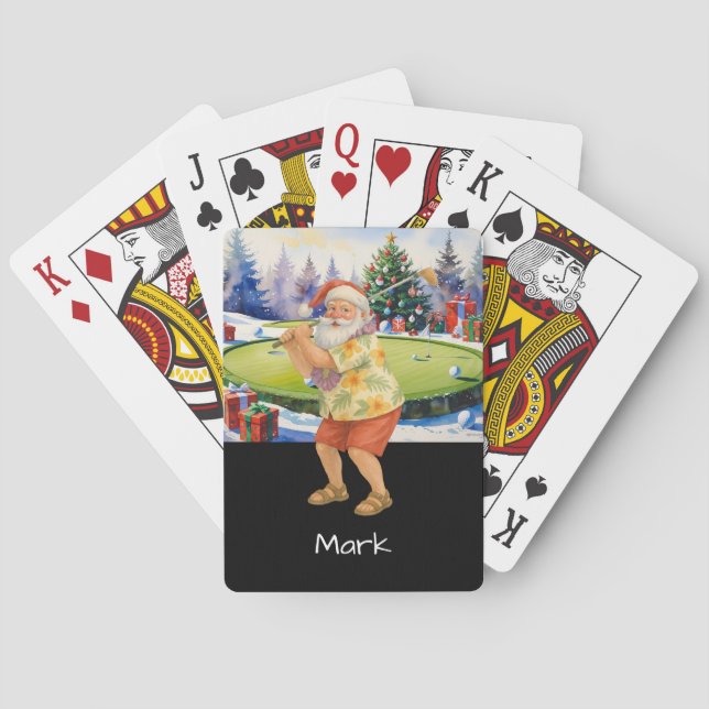 Golfer Santa is golfing wears Hawaii Shirt Casinokort (Baksidan)