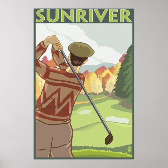 Golfer Scene - Sol River, Oregon Poster (Framsidan)