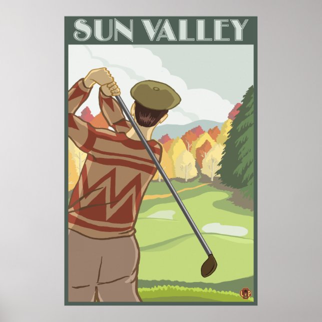 Golfer Scene - Sol Valley, Idaho Poster (Framsidan)