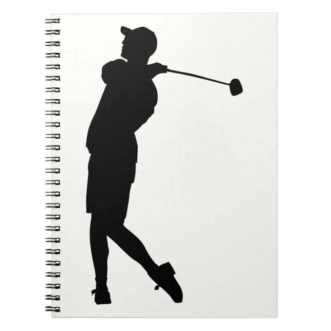 Golfer Silhouette Anteckningsbok Med Spiral (Framsidan)