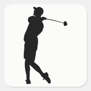 Golfer Silhouette Fyrkantigt Klistermärke