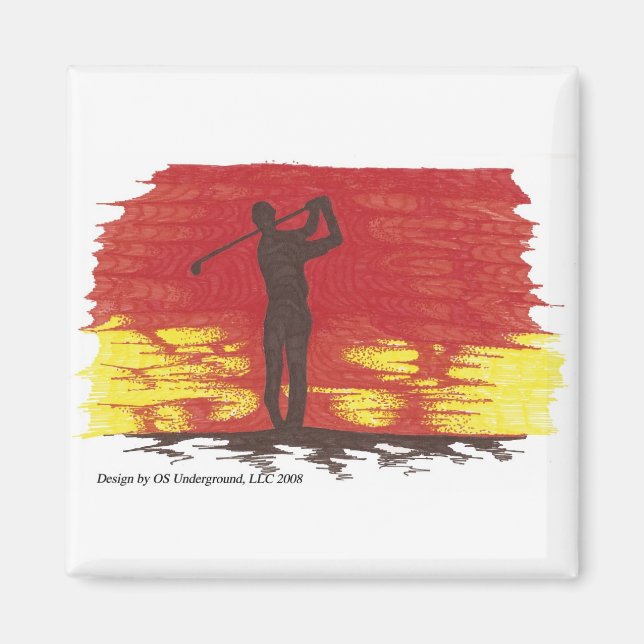 Golfer Silhouette Magnet (Framsidan)