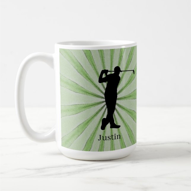 Golfer Silhouette Personalize Kaffemugg (Vänster)