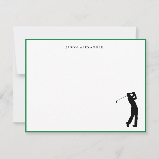 Golfer Silhouette Personalized Green Border Tack Kort (Framsida)