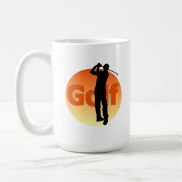 Golfer Silhouette Sunset Kaffemugg