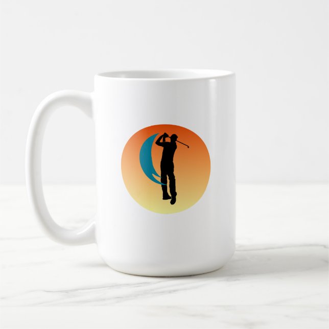 Golfer Silhouette Sunset Kaffemugg (Vänster)