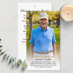 Golfer Simple Photo Funeral Memorial Prayer Card Visitkort