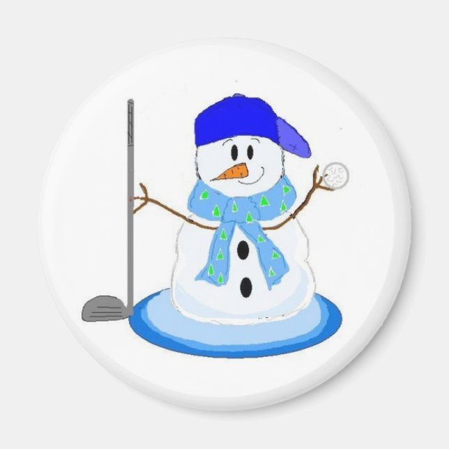 Golfer Snögubbe Magnet (Framsidan)