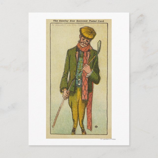 Golfer som drabbades av en katastrof på länkarna vykort (Framsida)