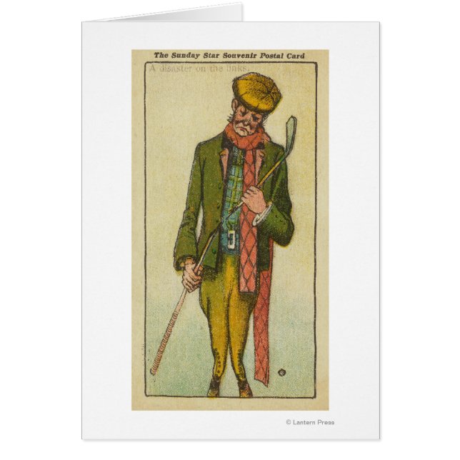 Golfer som hade en katastrof på länkarna hälsningskort (Framsidan)