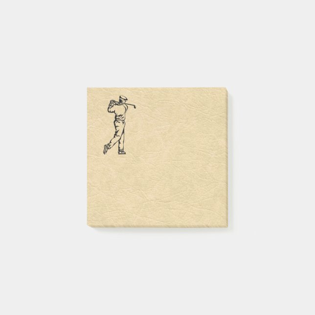 Golfer Sport Design Leather-utseende Post-it Block (Framsida)
