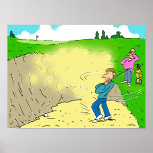 Golfer Stuck i en Bunker. Funny Golf Poster