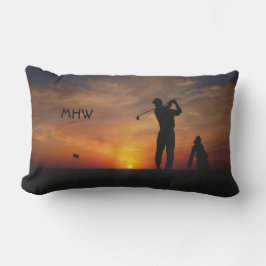 Golfer Sunset anpassningsbar monogram dekorativ ku Utomhuskudde