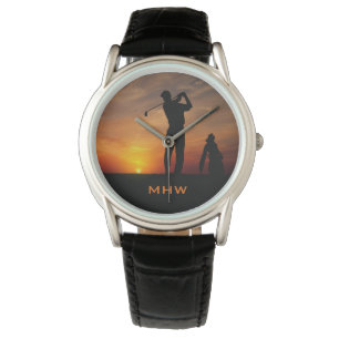 Golfer Sunset anpassningsbar monogram klockor