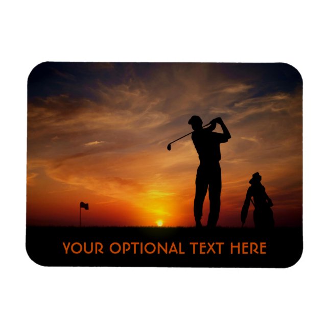 Golfer Sunset anpassningsbar text magnet (Horisontell)