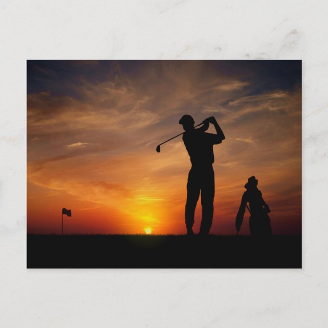 Golfer Sunset-vykort Vykort (Framsida)