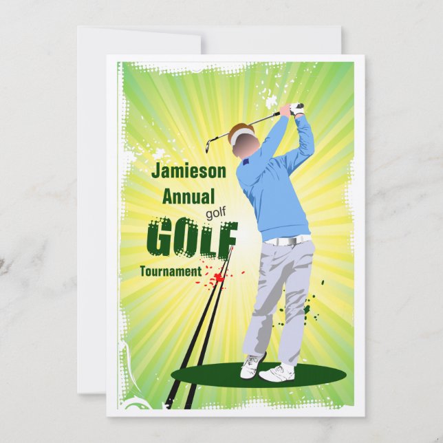 Golfer Swing Golf Klubb Golf Tournament bjudande i Inbjudningar (Framsida)