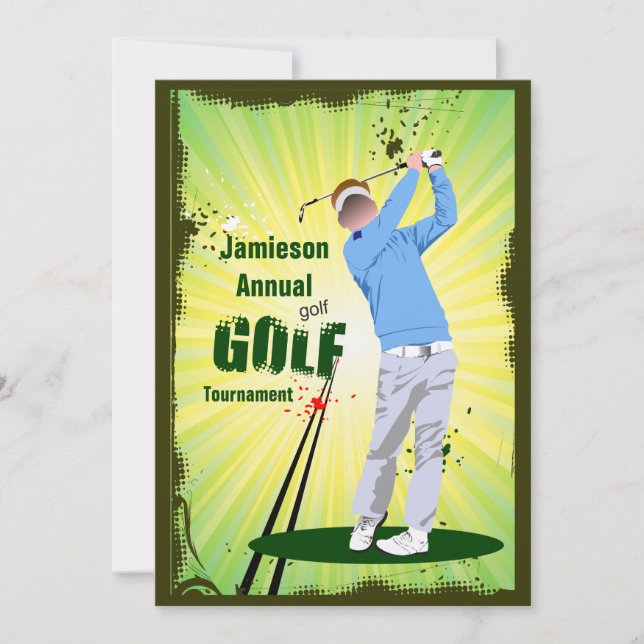 Golfer Swing Golf Klubb Golf Tournament bjudande i Inbjudningar (Framsida)
