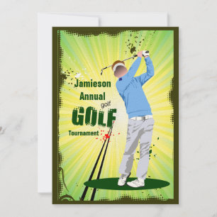 Golfer Swing Golf Klubb Golf Tournament bjudande i Inbjudningar