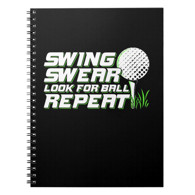 Golfer Swing Sweat leta efter Boll Anteckningsbok (Framsidan)