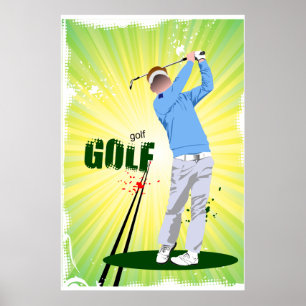 Golfer Swinging Golf Klubb Poster