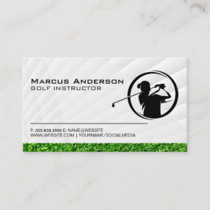 Golfer Swinging Logotyp Gräs Visitkort