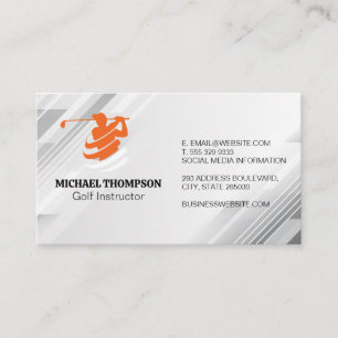 Golfer Swinging Logotyp Instruktör Visitkort