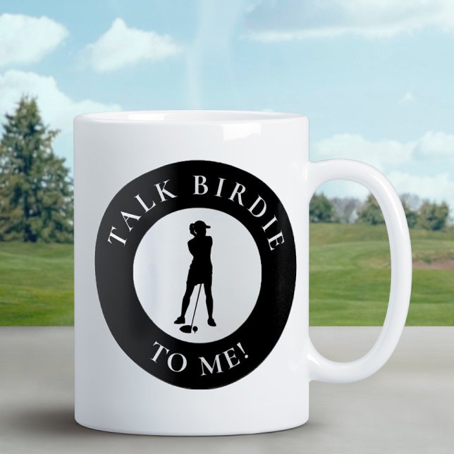 Golfer Talk Birdie till mig Funny Humor Cute Black Kaffemugg (Skapare uppladdad)