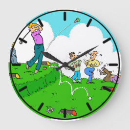 Golfer Tees-off, men inte framgångsrikt. Stor Klocka