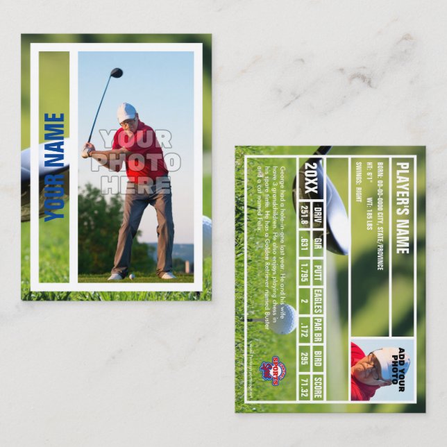 Golfer Trading Card Souvenir (Fram/baksida)