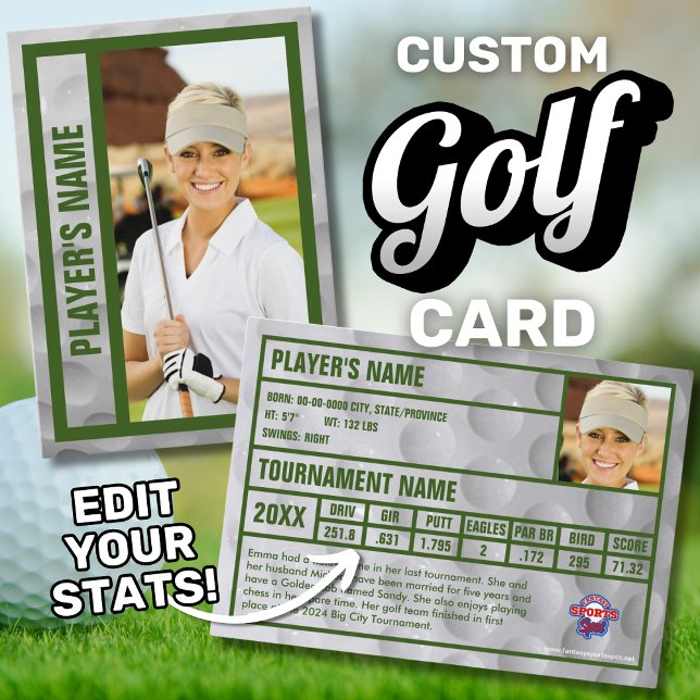 Golfer Trading Card | Tournament Souvenir | GRÖNT (Custom golf trading card souvenir. Edit your tournament stats.)
