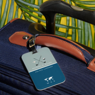 Golfer Travel Äventyr Blue Luggage Tag Bagagebricka