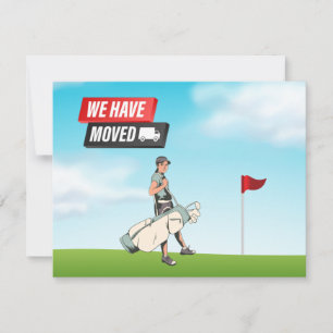 Golfer vi har flyttat med golfer på golf flagga meddelande