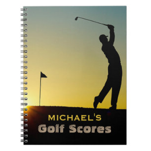 Golfer vid Sunset Guld Scores Personlig Anteckningsbok