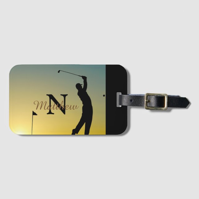 Golfer vid Sunset Personlig Bagagebricka (Framsida horisontal)