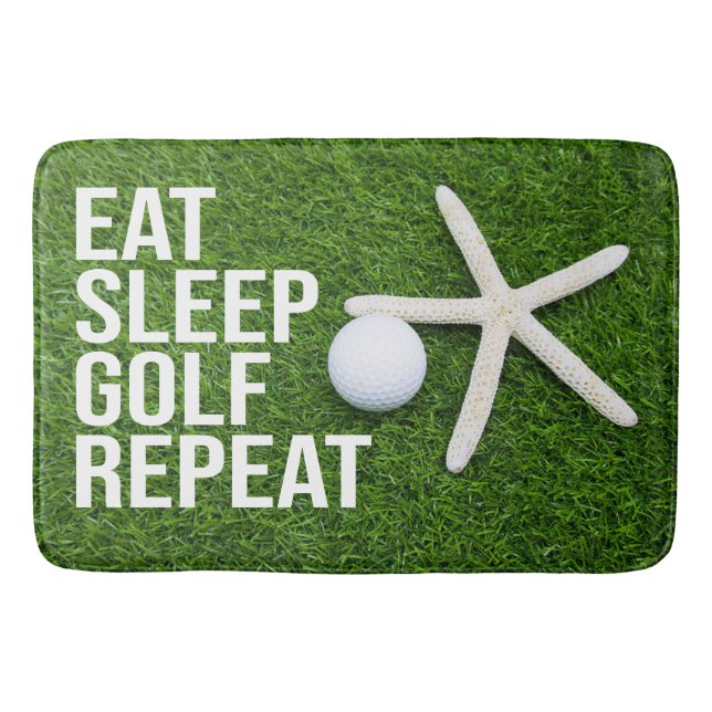 Golfers badrum med golf bollar på grönt gräs badrumsmatta (Framsidan)