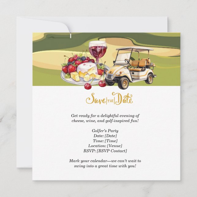 Golfer's Cheese & Vin Party - Spara datumet! Datumet (Framsida)