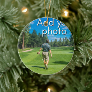 Golfers Hål i en, lägg till din foto söt Julgransprydnad Keramik